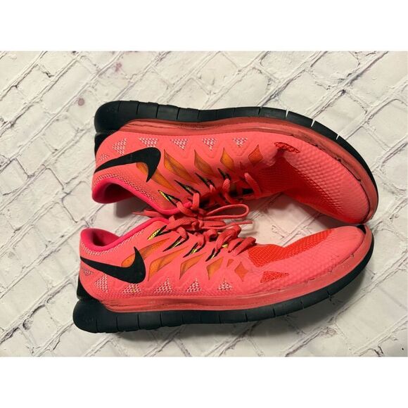 Nike Men's Size 15 Free Running Shoes Neon Coral Pink Red Athletic Bright Vivid - Picture 10 of 12